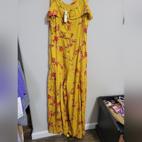 NWT Anthropologie Yellow Floral LondonberryJumpsuit Wide Leg Size 10 - Picture 8 of 12